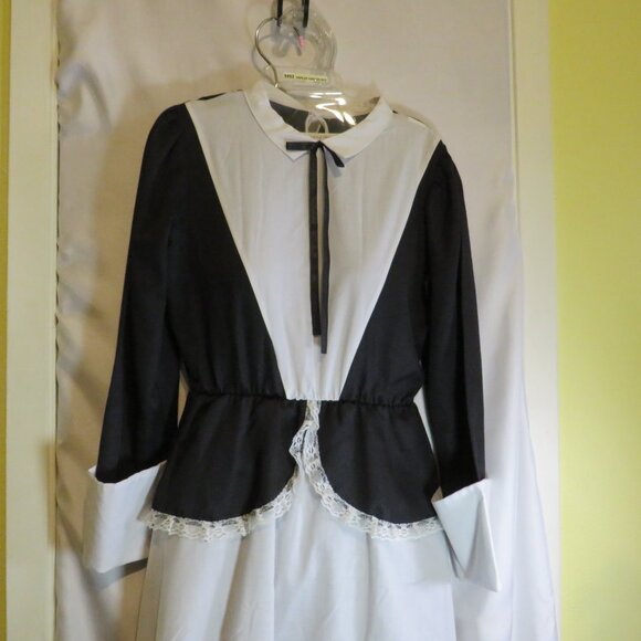 Adult Dress Black White Historical Colonial Costume Pilgrim 1pc 53" tall - Picture 2 of 11
